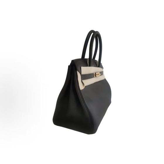 HERMES Birkin 30 Gold buckle platinum handbag 30 Women\'s Edition 89 Noir Black